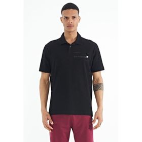 Tommy Life 88236 Siyah Yazı Baskılı Standart Form Polo Yaka Erkek T-shirt