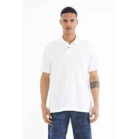Tommy Life 88237 Beyaz Polo Yaka Logo Nakışlı Standart Form Erkek T-shirt