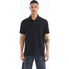 Tommy Life 88237 Erkek Siyah Polo Yaka Logo Nakışlı Standart Form Erkek T-Shirt
