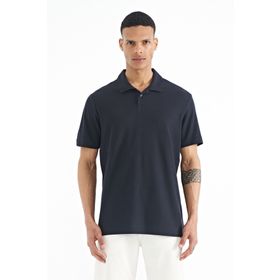 Tommy Life 88237 Lacivert Polo Yaka Logo Nakışlı Standart Form Erkek T-Shirt