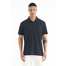 Tommy Life 88237 Lacivert Polo Yaka Logo Nakışlı Standart Form Erkek T-Shirt