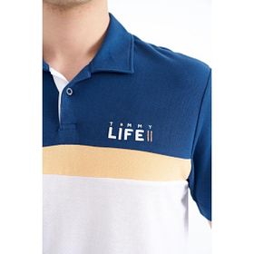 Tommy Life 88238 Beyaz Renk Geçişli Polo Yaka Standart Kalıp Erkek T-shirt