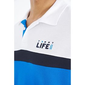 Tommy Life 88238 Saks Renk Geçişli Polo Yaka Standart Kalıp Erkek T-shirt