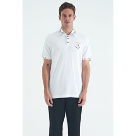 Tommy Life 88239 Beyaz Yazı Nakışlı Baskı Detaylı Standart Kalıp Polo Yaka Erkek T-shirt