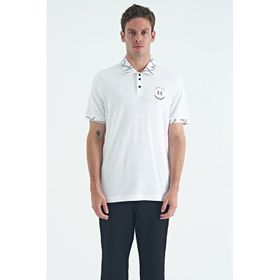 Tommy Life 88239 Beyaz Yazı Nakışlı Baskı Detaylı Standart Kalıp Polo Yaka Erkek T-shirt