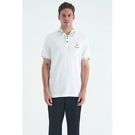 Tommy Life 88239 Beyaz Yazı Nakışlı Baskı Detaylı Standart Kalıp Polo Yaka Erkek T-shirt