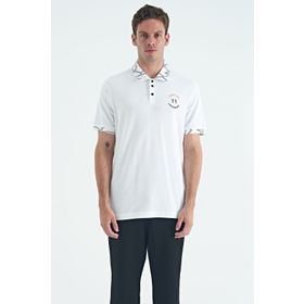 Tommy Life 88239 Beyaz Yazı Nakışlı Baskı Detaylı Standart Kalıp Polo Yaka Erkek T-shirt