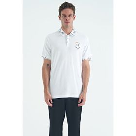 Tommy Life 88239 Beyaz Yazı Nakışlı Baskı Detaylı Standart Kalıp Polo Yaka Erkek T-shirt
