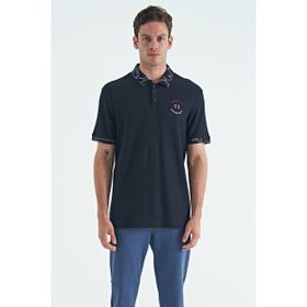 Tommy Life 88239 Lacivert Yazı Nakışlı Baskı Detaylı Standart Kalıp Polo Yaka Erkek T-shirt