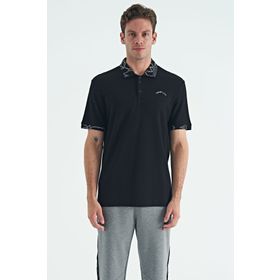 Tommy Life 88239 Siyah Yazı Nakışlı Baskı Detaylı Standart Kalıp Polo Yaka Erkek T-Shirt