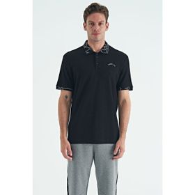 Tommy Life 88239 Siyah Yazı Nakışlı Baskı Detaylı Standart Kalıp Polo Yaka Erkek T-Shirt