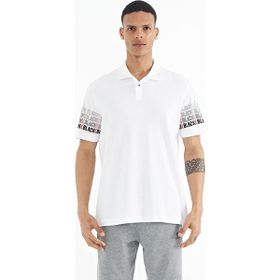 Tommy Life 88240 Beyaz Kol Baskı Detaylı Polo Yaka Standart Form Erkek T-shirt