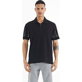 Tommy Life 88240 Siyah Kol Baskı Detaylı Polo Yaka Standart Form Erkek T-shirt