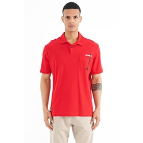Tommy Life 88241 Kırmızı Cep Detaylı Baskılı Standart Kalıp Polo Yaka Erkek T-shirt