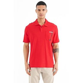 Tommy Life 88241 Kırmızı Cep Detaylı Baskılı Standart Kalıp Polo Yaka Erkek T-shirt