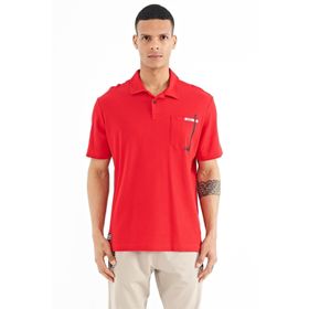 Tommy Life 88241 Kırmızı Cep Detaylı Baskılı Standart Kalıp Polo Yaka Erkek T-shirt