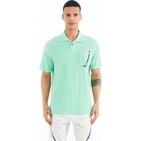 Tommy Life 88241 Su Yeşili Cep Detaylı Baskılı Standart Kalıp Polo Yaka Erkek T-shirt