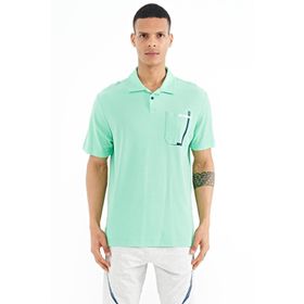 Tommy Life 88241 Su Yeşili Cep Detaylı Baskılı Standart Kalıp Polo Yaka Erkek T-shirt