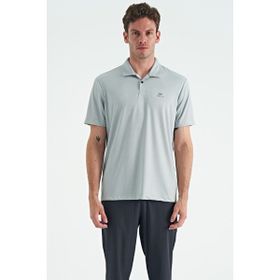 Tommy Life 88252 Gri Logo Baskılı Standart Kalıp Polo Yaka Aktif Spor Erkek T-Shirt