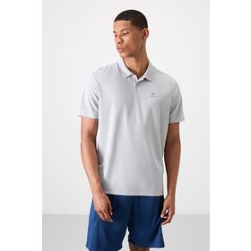 Tommy Life 88252 Gri Logo Baskılı Standart Kalıp Polo Yaka Aktif Spor Erkek T-Shirt