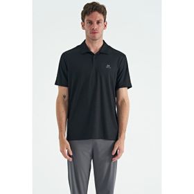 Tommy Life 88252 Siyah Gri Logo Baskılı Standart Kalıp Polo Yaka Aktif Spor Erkek T-Shirt