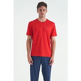 Tommy Life 88255 Kırmızı O Yaka Standart Kalıp Logo Desenli Aktif Spor Erkek T-shirt