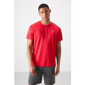 Tommy Life 88255 Kırmızı O Yaka Standart Kalıp Logo Desenli Aktif Spor Erkek T-shirt