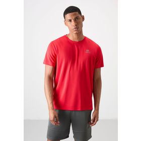 Tommy Life 88255 Kırmızı O Yaka Standart Kalıp Logo Desenli Aktif Spor Erkek T-shirt