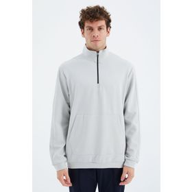 Tommy Life 88278 Taş Dik Yaka Yarım Fermuarlı Cep Detaylı Erkek Sweatshirt