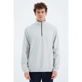 Tommy Life 88278 Taş Dik Yaka Yarım Fermuarlı Cep Detaylı Erkek Sweatshirt