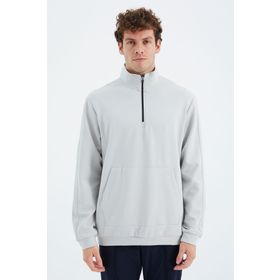 Tommy Life 88278 Taş Dik Yaka Yarım Fermuarlı Cep Detaylı Erkek Sweatshirt