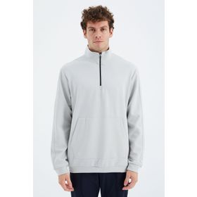 Tommy Life 88278 Taş Dik Yaka Yarım Fermuarlı Cep Detaylı Erkek Sweatshirt