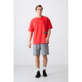 Tommy Life 88322 Turuncu Fiesta Pamuklu Kalın Yumuşak Dokulu Oversize Fit Baskılı Erkek T-Shirt