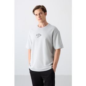 Tommy Life 88325 Taş Pamuklu Kalın Yumuşak Dokulu Oversize Fit Baskılı Erkek T-Shirt