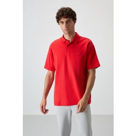 Tommy Life 88327 Fiesta Pamuklu Kalın Yumuşak Dokulu Oversize Fit Basic Polo Yaka Erkek T-Shirt