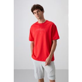 Tommy Life 88327 Fiesta Pamuklu Kalın Yumuşak Dokulu Oversize Fit Baskılı Erkek T-Shirt