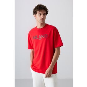 Tommy Life 88345 Fiesta Pamuklu Kalın Yumuşak Dokulu Oversize Fit Baskılı Erkek T-shirt