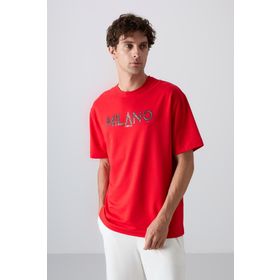 Tommy Life 88345 Fiesta Pamuklu Kalın Yumuşak Dokulu Oversize Fit Baskılı Erkek T-shirt