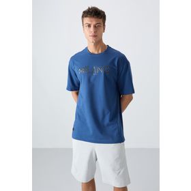 Tommy Life 88345 Parlament Pamuklu Kalın Yumuşak Dokulu Oversize Fit Baskılı Erkek T-Shirt