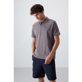 Tommy Life 88348 Koyu Gri Pamuklu Kalın Yumuşak Dokulu Standart Fit Basic Polo Yaka Erkek T-Shirt