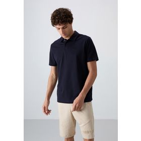Tommy Life 88348 Lacivert Pamuklu Kalın Yumuşak Dokulu Standart Fit Basic Polo Yaka Erkek T-Shirt