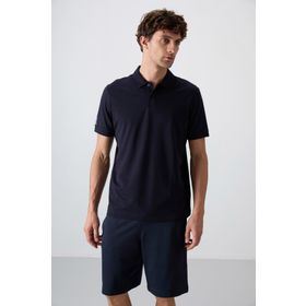 Tommy Life 88351 Lacivert Pamuklu Kalın Yumuşak Dokulu Standart Fit Basic Polo Yaka Erkek T-Shirt