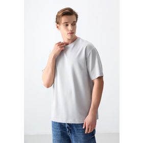 Tommy Life 88377 Taş Pamuklu Kalın Yumuşak Dokulu Oversize Fit Basic Erkek T- Shirt