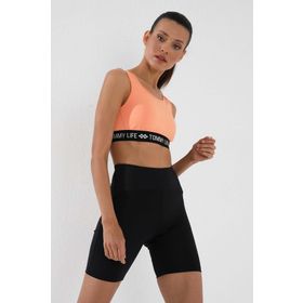 Tommy Life 91007 Siyah Yüksek Bel Toparlayıcı Kısa Biker Kadın Tayt