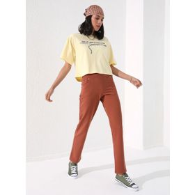 Tommy Life 94007 Taş Detaylı Cepli Rahat Form Klasik Paça Tarçın Kadın Eşofman Altı