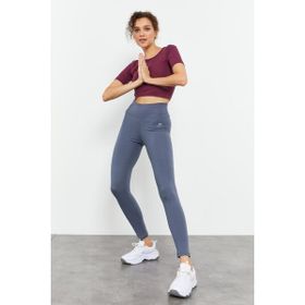 Tommy Life 94011 Yüksek Bel Toparlayıcı Slim Fit Petrol Kadın Dar Paça Tayt