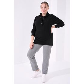 Tommy Life 94014 Gri Melanj Cepli Rahat Form Klasik Paça Büyük Beden Kadın Eşofman Altı