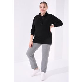 Tommy Life 94014 Gri Melanj Cepli Rahat Form Klasik Paça Büyük Beden Kadın Eşofman Altı