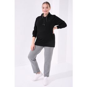 Tommy Life 94014 Gri Melanj Cepli Rahat Form Klasik Paça Büyük Beden Kadın Eşofman Altı