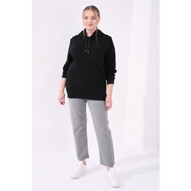 Tommy Life 94040 Gri Melanj Klasik Paça Taş Detaylı Büyük Beden Kadın Eşofman Altı